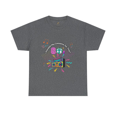 Retro Cassette Tape Unisex Heavy Cotton Tee, Vintage Music Lover Shirt, 80s Nostalgia Graphic Tee, Pause Cassette Player Shirt, Mixtape Fan - NOTALIFY