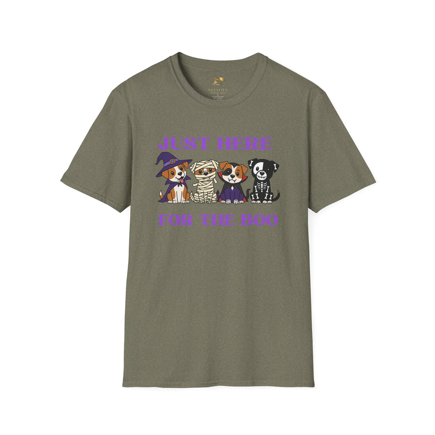 NOTALIFY Just Here for the Boo Dog Halloween TEE | Cute Puppy Costume | Soft Cotton | Fun Fall Outfit for Kids & Adults