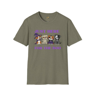 NOTALIFY Just Here for the Boo Dog Halloween TEE | Cute Puppy Costume | Soft Cotton | Fun Fall Outfit for Kids & Adults