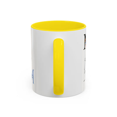 Mother's Day mug with yellow interior and handle, featuring floral design and "madre" text, perfect gift for mothers.