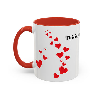 Accent Coffee Mug - You are Enough Mug - Custom Red Hearts Accent Coffee Cup Personalized Gift, Ceramic Mug, Kitchen Decor, Drinkware, Gift - NOTALIFY
