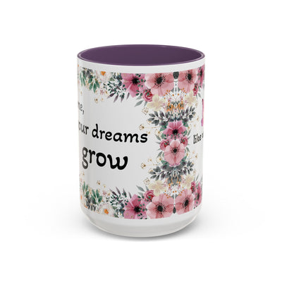 Inspirational quote mug with wildflower design, perfect gift for garden lovers.