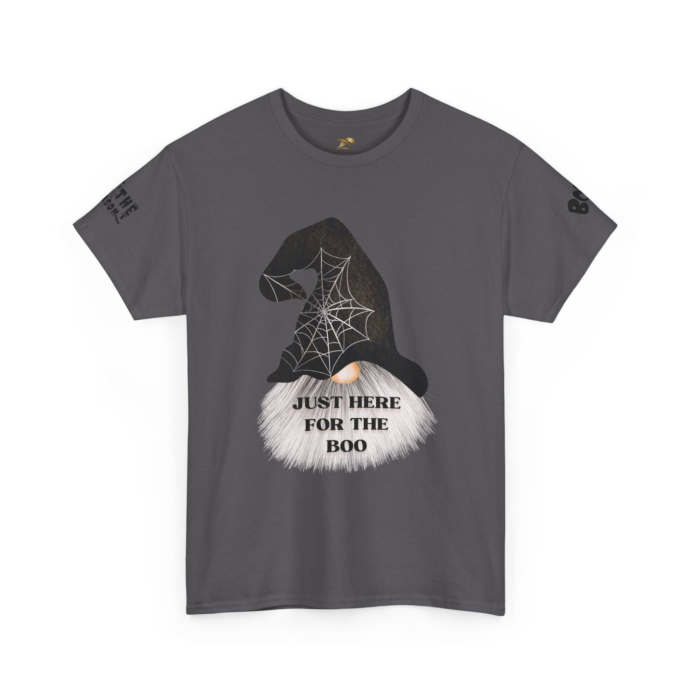 NOTALIFY Halloween Just Here for the Boo Graphic Tee, Spooky T-Shirt, Fun Fall Apparel, Unisex Halloween Tee, Gnome & Bats