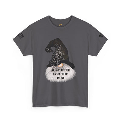 NOTALIFY Halloween Just Here for the Boo Graphic Tee, Spooky T-Shirt, Fun Fall Apparel, Unisex Halloween Tee, Gnome & Bats