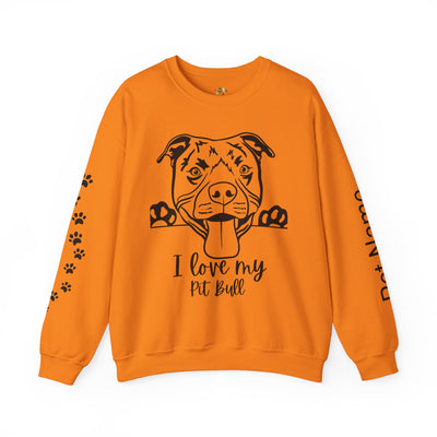 Pit Bull Lover Sweatshirt, Pet's Name Personalized Gift Idea, Pit Bull Dog Owner Apparel, Custom Dog Paw Print Jumper, Comfy Crewneck - NOTALIFY