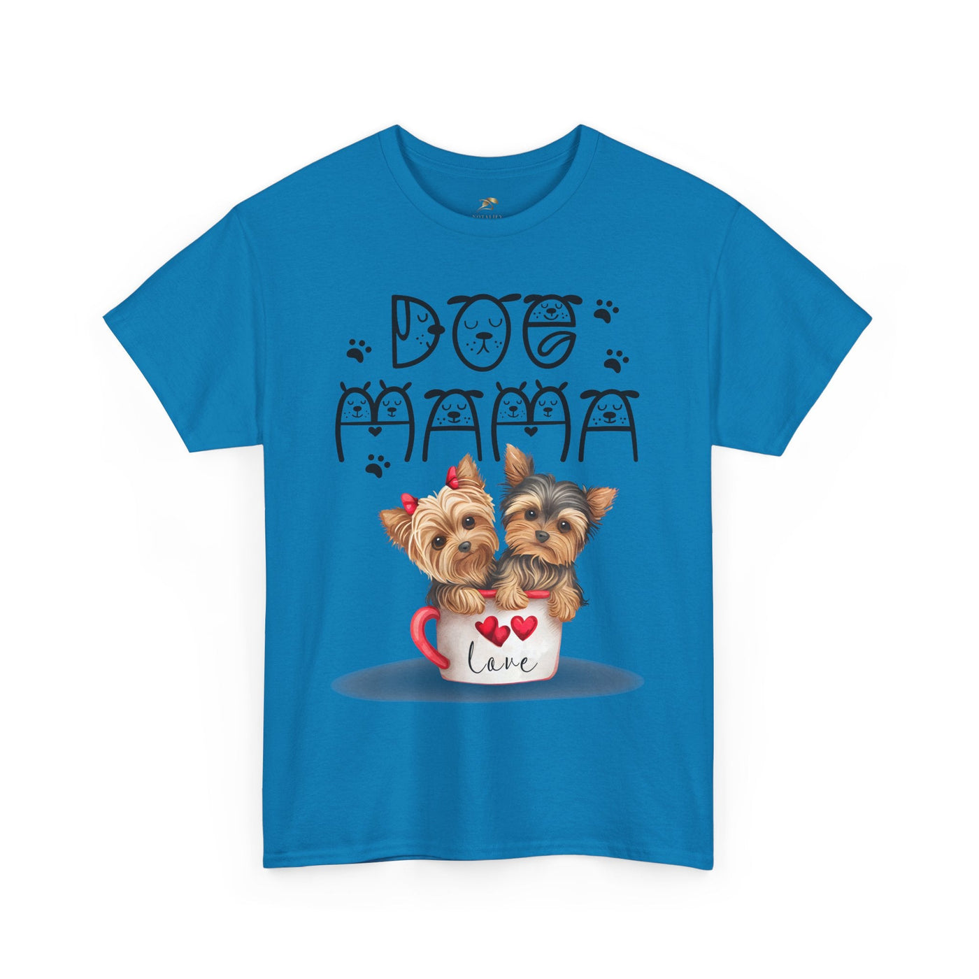 Dog Mama Unisex Tee with playful animal print design, ideal for dog lovers and pet parents.