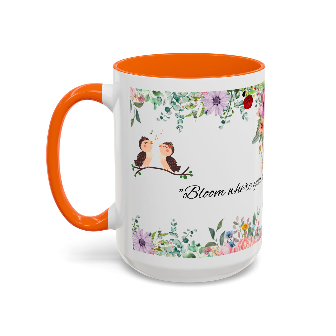Mug, Inspirational Ceramic Cup w/ Flower Design, Bloom where you are planted, Gift for her/him, Quote Tea Mug, Home Office Decor, - NOTALIFY