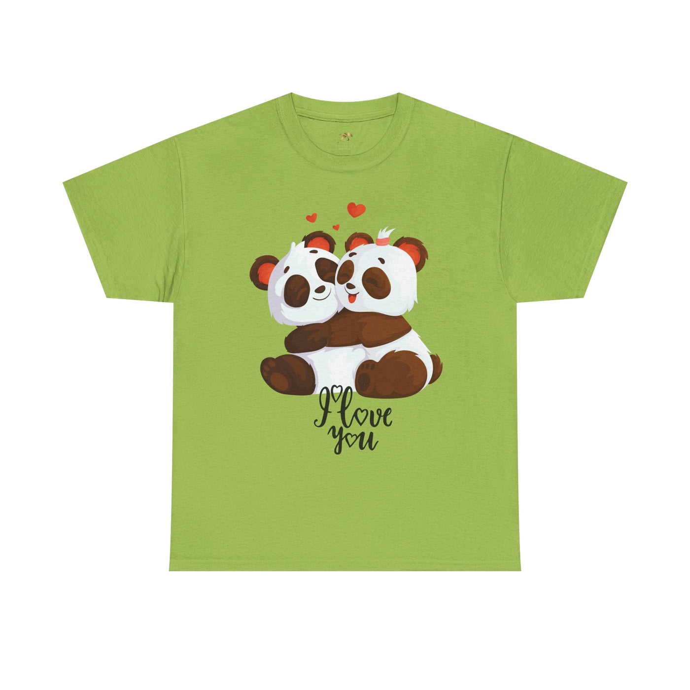 Romantic Panda Tee, Romantic Graphic T-shirt, two panda bears hugging each other with an I love you message - NOTALIFY