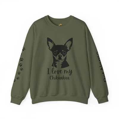 Chihuahua Lover Sweatshirt, Pet's Name Personalized Gift Idea, Chihuahua Dog Owner Apparel, Custom Dog Paw Print Jumper, Comfy Crewneck - NOTALIFY
