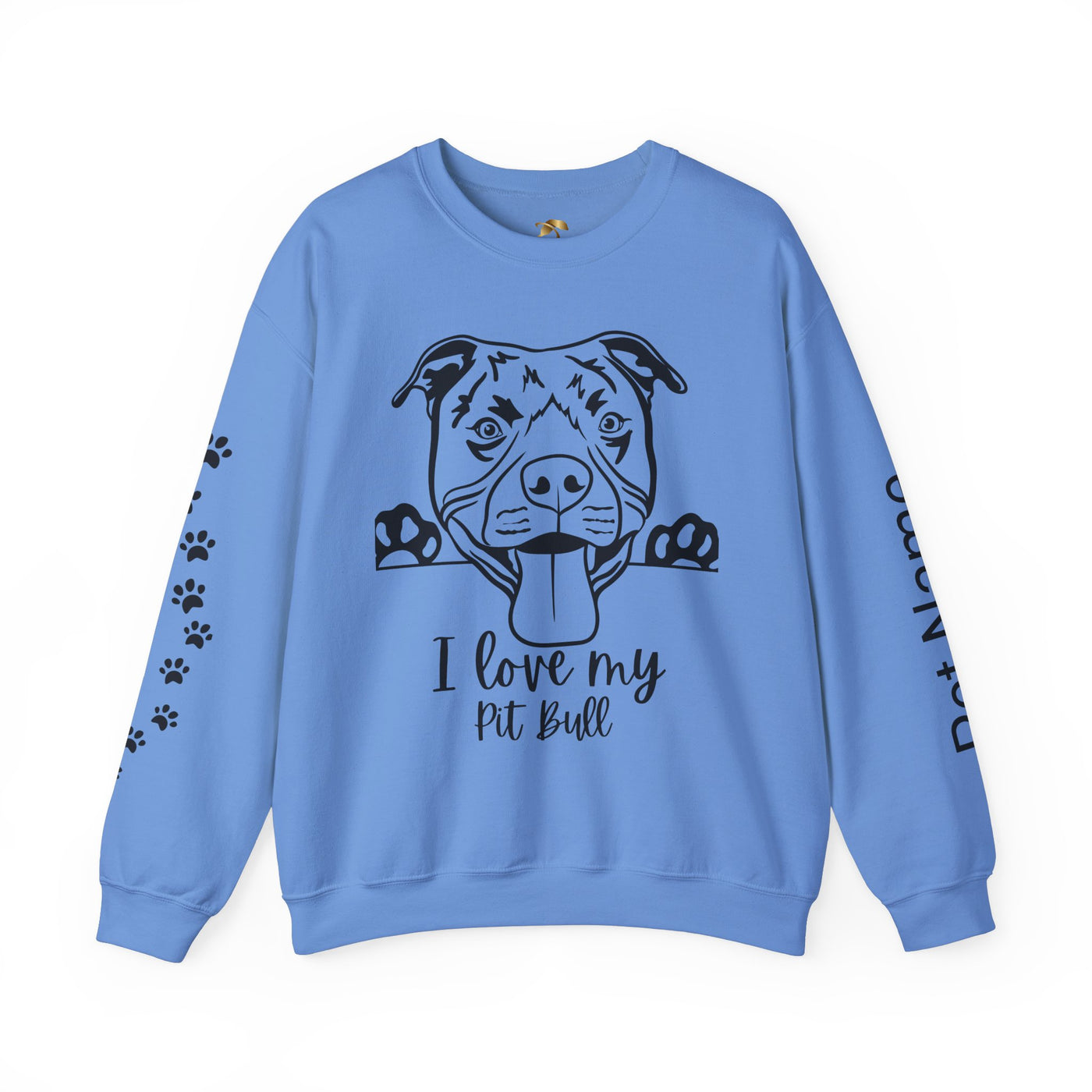 Pit Bull Lover Sweatshirt, Pet's Name Personalized Gift Idea, Pit Bull Dog Owner Apparel, Custom Dog Paw Print Jumper, Comfy Crewneck - NOTALIFY