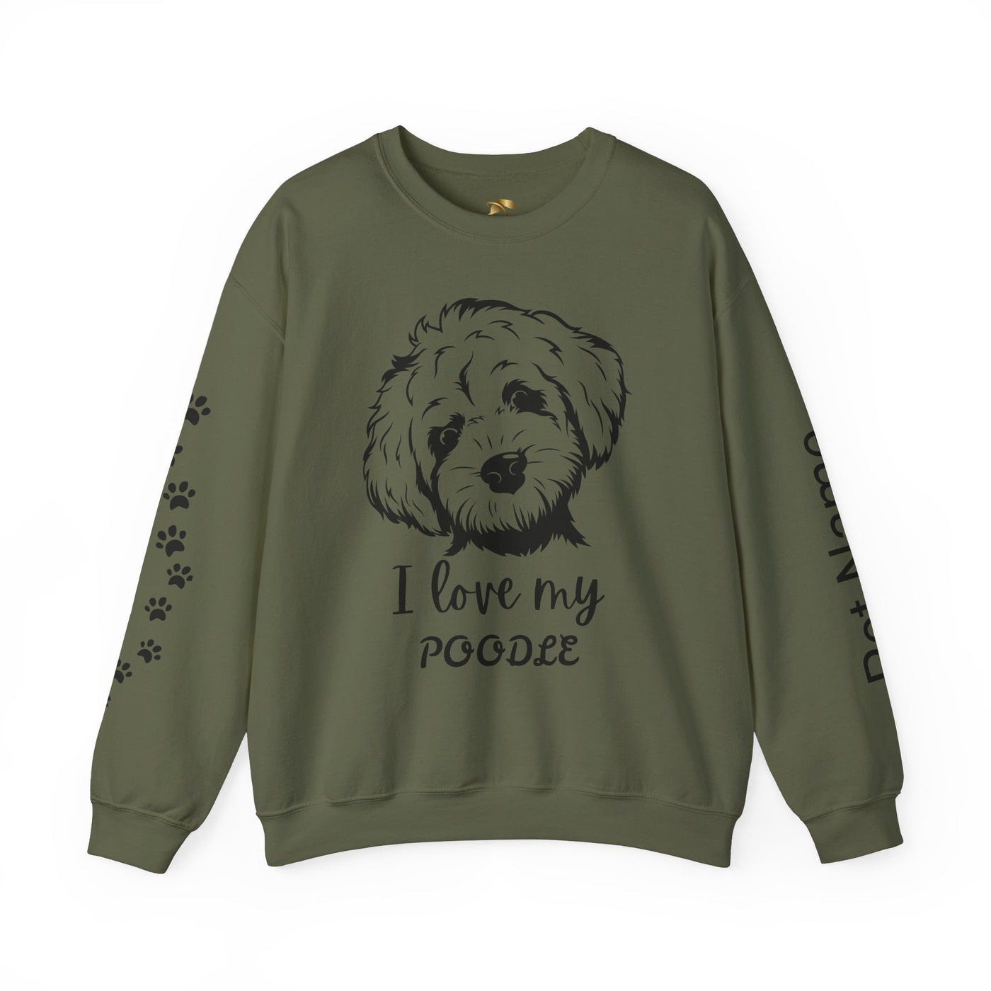 Poodle Dog Lover Sweatshirt, Pet's Name Personalized Gift Idea, Poodle Dog Owner Apparel, Custom Dog Paw Print Jumper, Comfy Crewneck - NOTALIFY