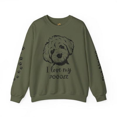 Poodle Dog Lover Sweatshirt, Pet's Name Personalized Gift Idea, Poodle Dog Owner Apparel, Custom Dog Paw Print Jumper, Comfy Crewneck - NOTALIFY