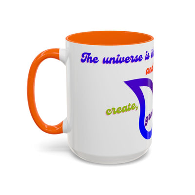 Infinity Butterfly Mug with vibrant design and orange accents, available in 11oz and 15oz sizes.