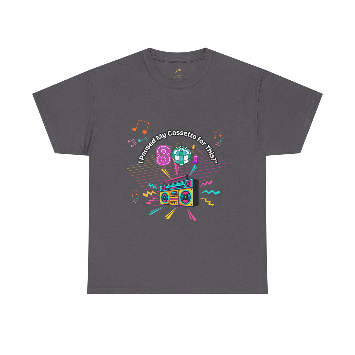 Retro Cassette Tape Unisex Heavy Cotton Tee, Vintage Music Lover Shirt, 80s Nostalgia Graphic Tee, Pause Cassette Player Shirt, Mixtape Fan - NOTALIFY