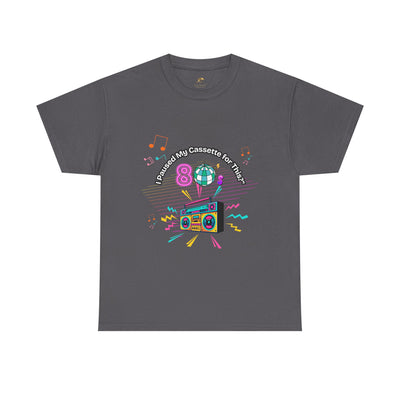 Retro Cassette Tape Unisex Heavy Cotton Tee, Vintage Music Lover Shirt, 80s Nostalgia Graphic Tee, Pause Cassette Player Shirt, Mixtape Fan - NOTALIFY