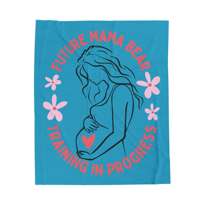 Future Mama Bear Training Plush Blanket, Cozy Gift for Expecting Moms, Baby Shower Decor, Nursery Throw - NOTALIFY