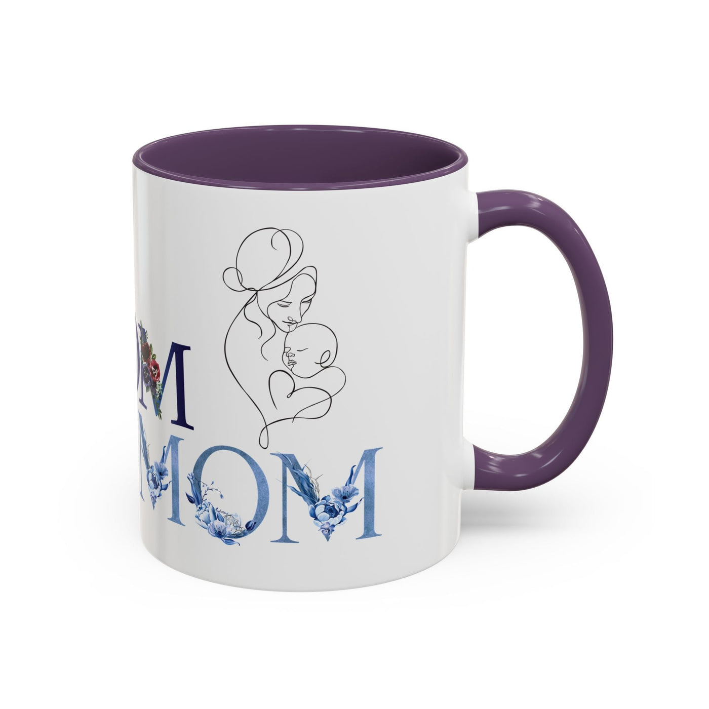 Mother's Day mug with flower design, personalized ceramic drinkware, microwave and dishwasher-safe.