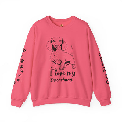 Dachshund Dog Lover Sweatshirt, Pet's Name Personalized Gift Idea, Dachshund Dog Owner Apparel, Custom Dog Paw Print Jumper, Comfy Crewneck - NOTALIFY