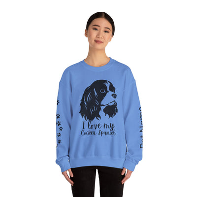 Cocker Spaniel Sweatshirt, Pet's Name Personalized Gift Idea, Cocker Spaniel Dog Owner Apparel, Custom Dog Paw Print Jumper, Comfy Crewneck - NOTALIFY