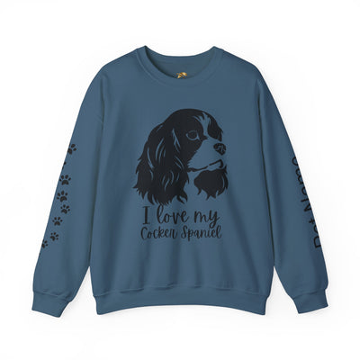 Cocker Spaniel Sweatshirt, Pet's Name Personalized Gift Idea, Cocker Spaniel Dog Owner Apparel, Custom Dog Paw Print Jumper, Comfy Crewneck - NOTALIFY