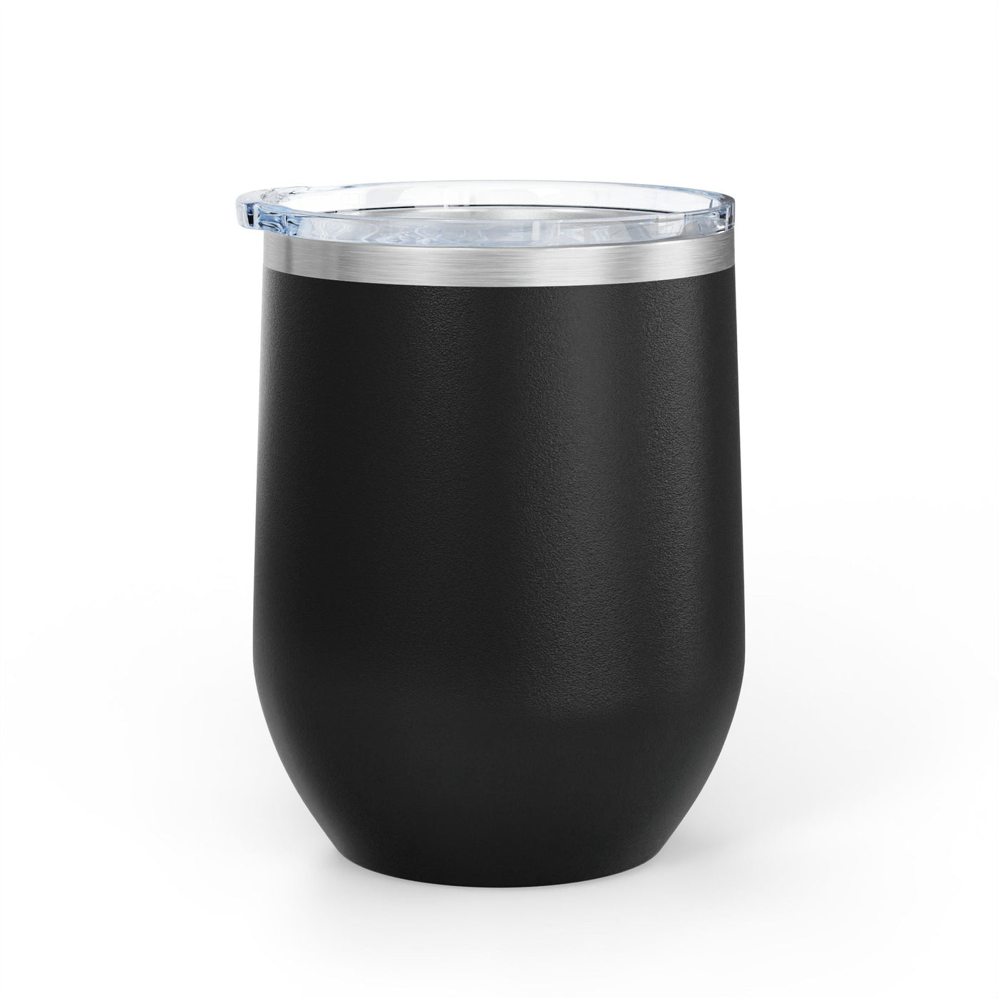 12oz Positive Affirmation Wine Tumbler, stainless steel with leak-proof lid, black finish.