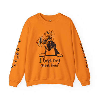 Great Dane Lover Sweatshirt, Pet's Name Personalized Gift Idea, Great Dane Dog Owner Apparel, Custom Dog Paw Print Jumper, Comfy Crewneck - NOTALIFY
