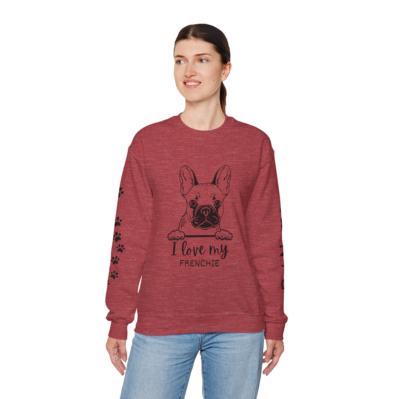 Frenchie Dog Lover Sweatshirt, Pet's Name Personalized Gift Idea, Frenchie Dog Owner Apparel, Custom Dog Paw Print Jumper, Comfy Crewneck