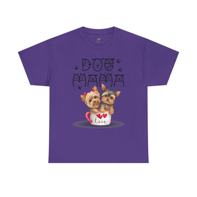 Dog Mama Unisex Tee with playful animal print design for dog lovers.