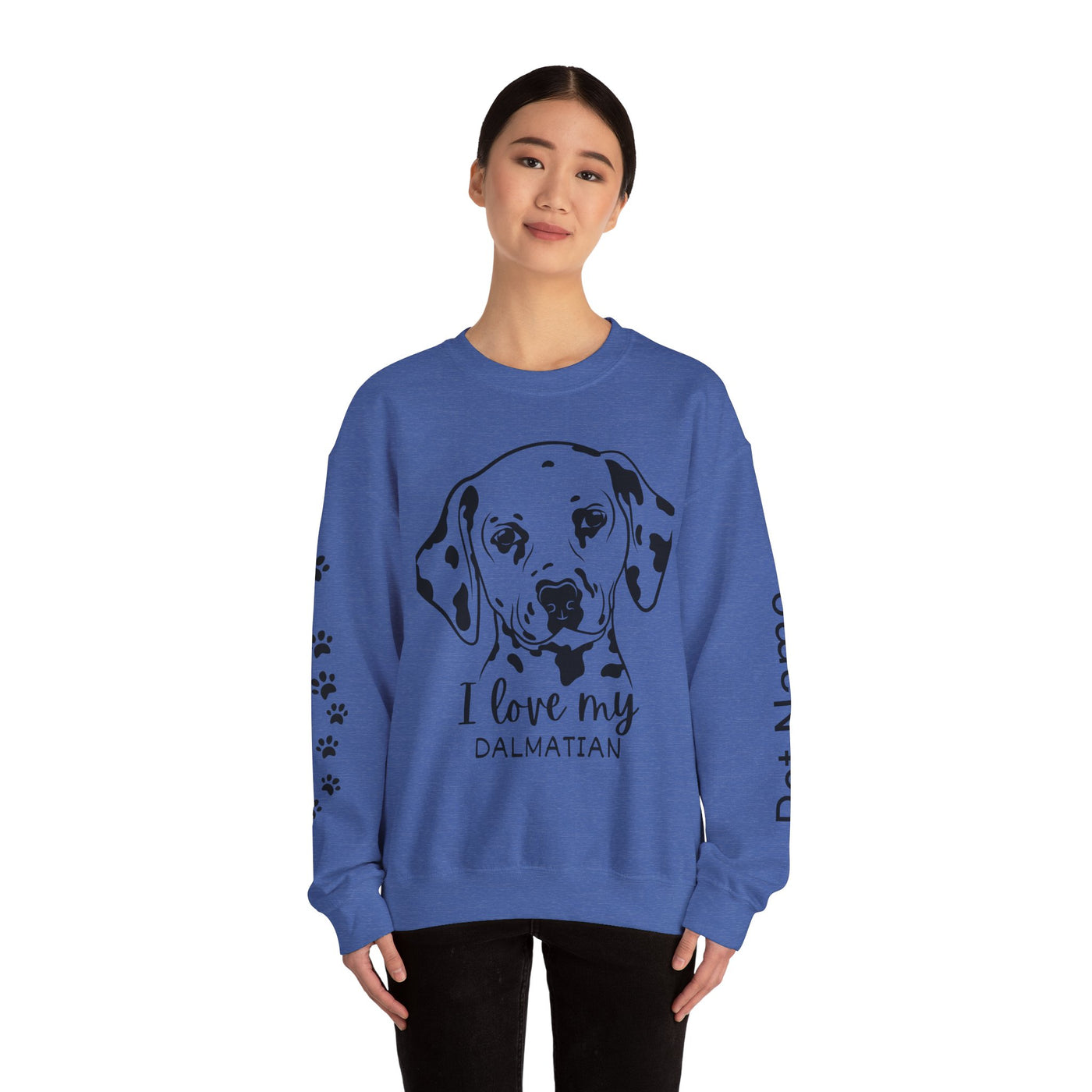 Damatian Dog Lover Sweatshirt, Pet's Name Personalized Gift Idea, Frenchie Dog Owner Apparel, Custom Dog Paw Print Jumper, Comfy Crewneck