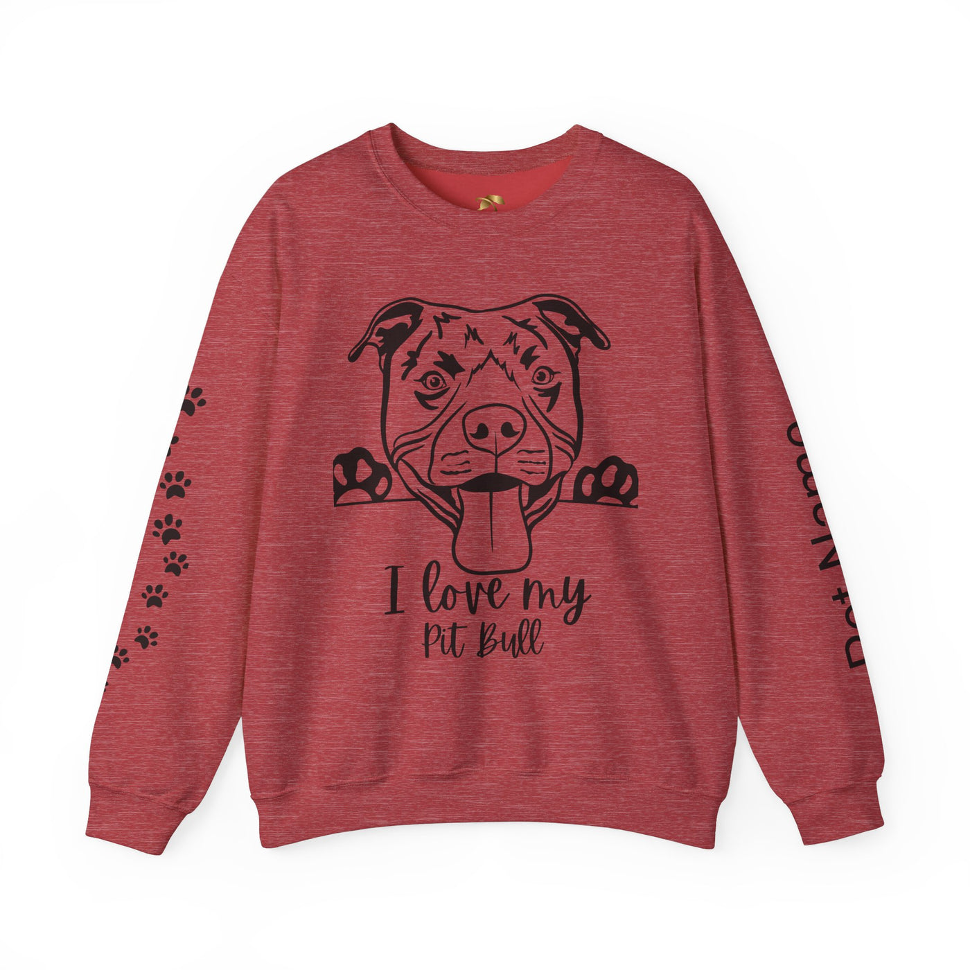 Pit Bull Lover Sweatshirt, Pet's Name Personalized Gift Idea, Pit Bull Dog Owner Apparel, Custom Dog Paw Print Jumper, Comfy Crewneck - NOTALIFY