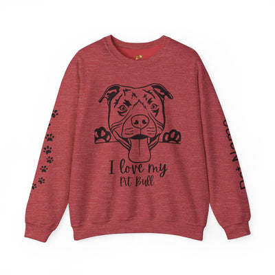 Pit Bull Lover Sweatshirt, Pet's Name Personalized Gift Idea, Pit Bull Dog Owner Apparel, Custom Dog Paw Print Jumper, Comfy Crewneck - NOTALIFY