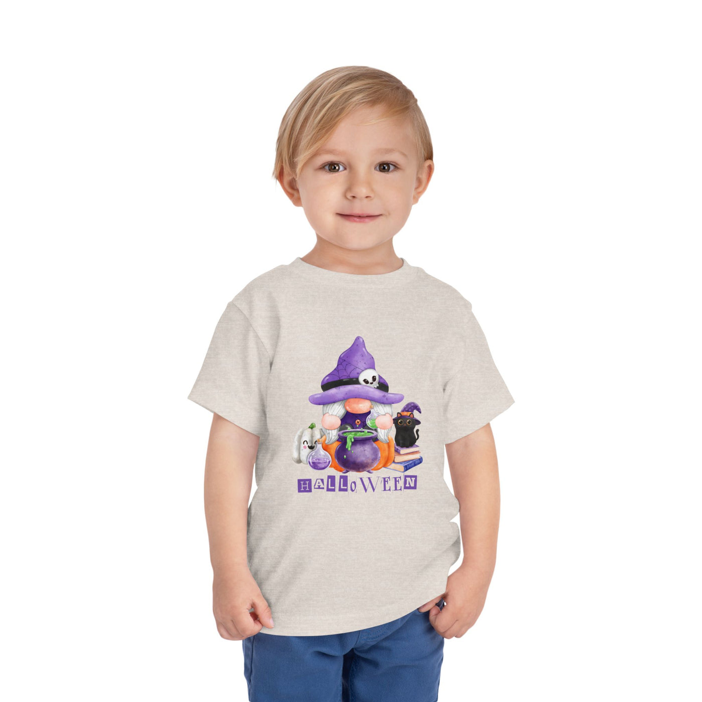 NOTALIFY Halloween Gnome Toddler TEE 1| Cute Fall Tee with Pumpkin | Soft Cotton Short Sleeve | Spooky Autumn Outfit for Kids