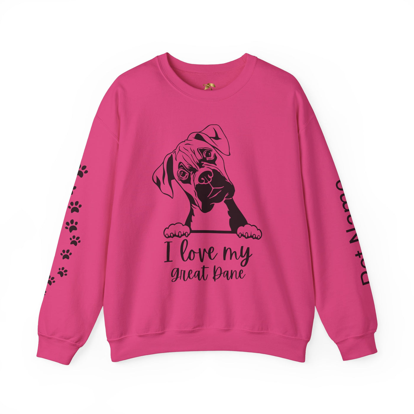 Great Dane Lover Sweatshirt, Pet's Name Personalized Gift Idea, Great Dane Dog Owner Apparel, Custom Dog Paw Print Jumper, Comfy Crewneck - NOTALIFY