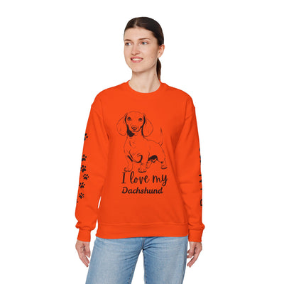 Dachshund Dog Lover Sweatshirt, Pet's Name Personalized Gift Idea, Dachshund Dog Owner Apparel, Custom Dog Paw Print Jumper, Comfy Crewneck - NOTALIFY