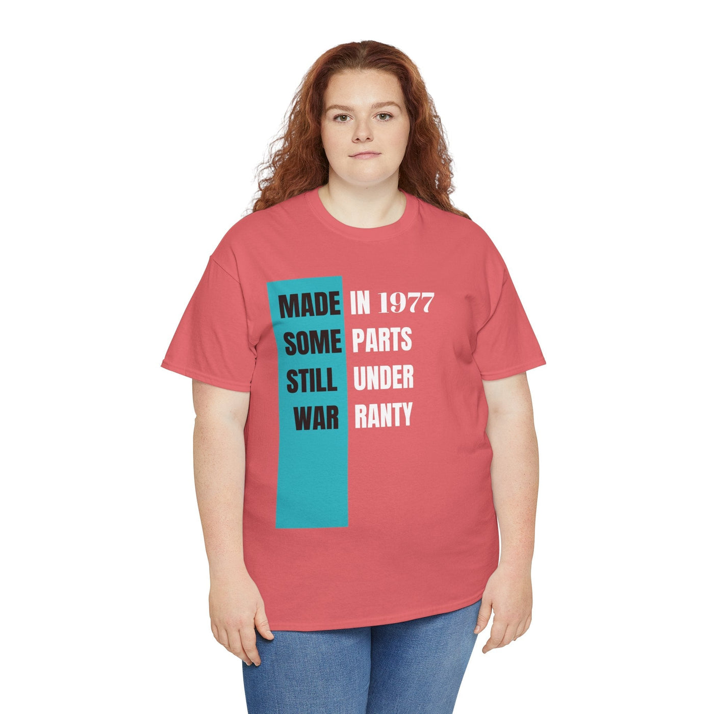 Funny "Made In Some Parts Still Under Warranty" vintage t-shirt for birthdays.