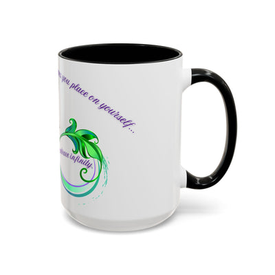 Inspirational butterfly coffee mug with embrace infinity design, perfect for motivational moments and self-care.