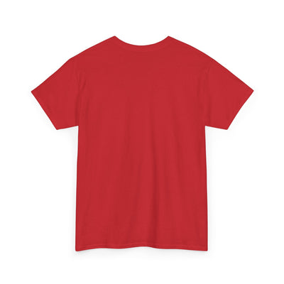 Unisex red t-shirt with "Be Kind, Rewind Often" retro slogan, classic fit.