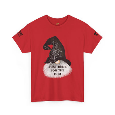 NOTALIFY Halloween Just Here for the Boo Graphic Tee, Spooky T-Shirt, Fun Fall Apparel, Unisex Halloween Tee, Gnome & Bats