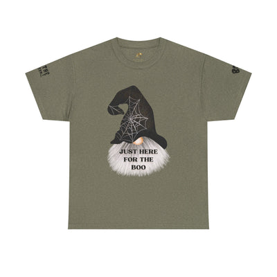 NOTALIFY Halloween Just Here for the Boo Graphic Tee, Spooky T-Shirt, Fun Fall Apparel, Unisex Halloween Tee, Gnome & Bats
