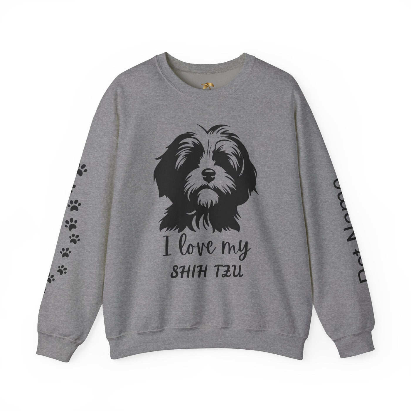 Shih Tzu Dog Lover Sweatshirt, Pet's Name Personalized Gift Idea, Frenchie Dog Owner Apparel, Custom Dog Paw Print Jumper, Comfy Crewneck