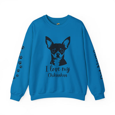 Chihuahua Lover Sweatshirt, Pet's Name Personalized Gift Idea, Chihuahua Dog Owner Apparel, Custom Dog Paw Print Jumper, Comfy Crewneck - NOTALIFY