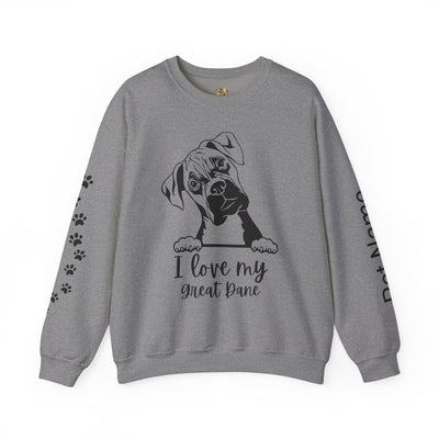 Great Dane Lover Sweatshirt, Pet's Name Personalized Gift Idea, Great Dane Dog Owner Apparel, Custom Dog Paw Print Jumper, Comfy Crewneck - NOTALIFY
