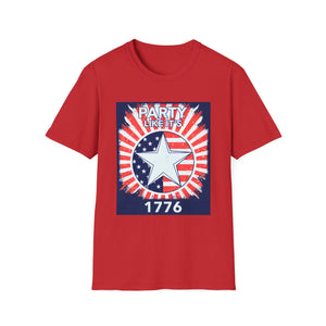 Patriotic Party T-Shirt with 1776 star design, ideal for Independence Day celebrations.