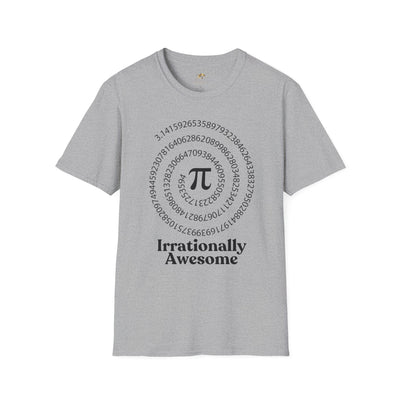 Pi Day Unisex Softstyle T-Shirt, Math Geek Gift, Irrationally Awesome Tee, March 14 Celebration Shirt, Mathematics Lover Top - NOTALIFY