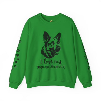 German Shepherd Lover Sweatshirt, Pet's Name Personalized, German Shepherd Dog Owner Apparel, Custom Dog Paw Print Jumper, Comfy Crewneck - NOTALIFY