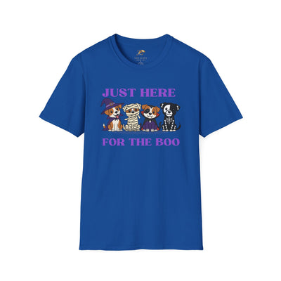NOTALIFY Just Here for the Boo Dog Halloween TEE | Cute Puppy Costume | Soft Cotton | Fun Fall Outfit for Kids & Adults