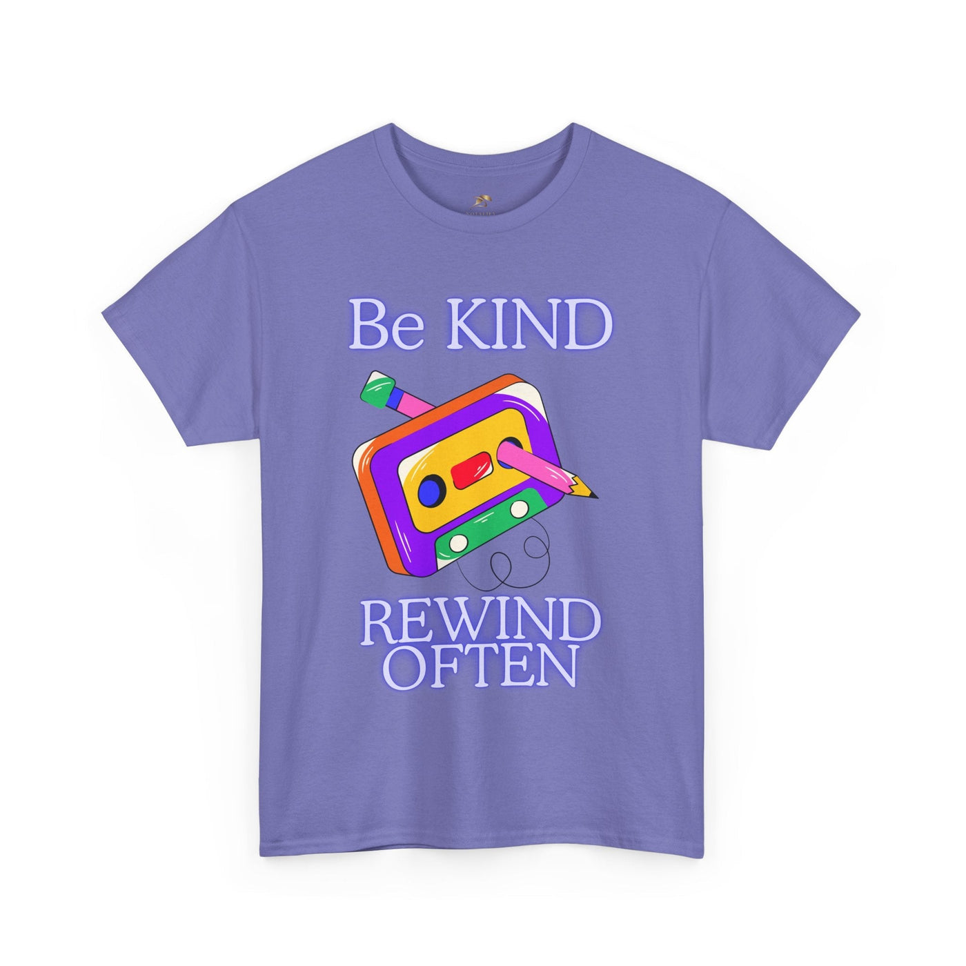 Unisex retro t-shirt with "Be Kind, Rewind Often" graphic and 90s nostalgia design.