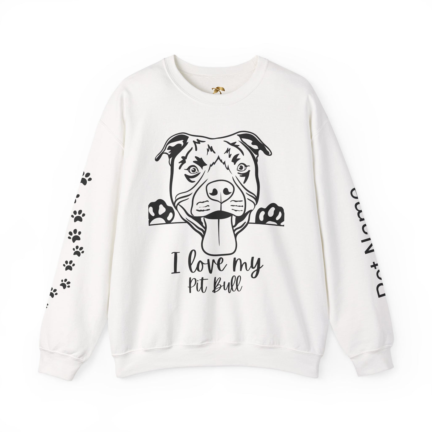 Pit Bull Lover Sweatshirt, Pet's Name Personalized Gift Idea, Pit Bull Dog Owner Apparel, Custom Dog Paw Print Jumper, Comfy Crewneck - NOTALIFY