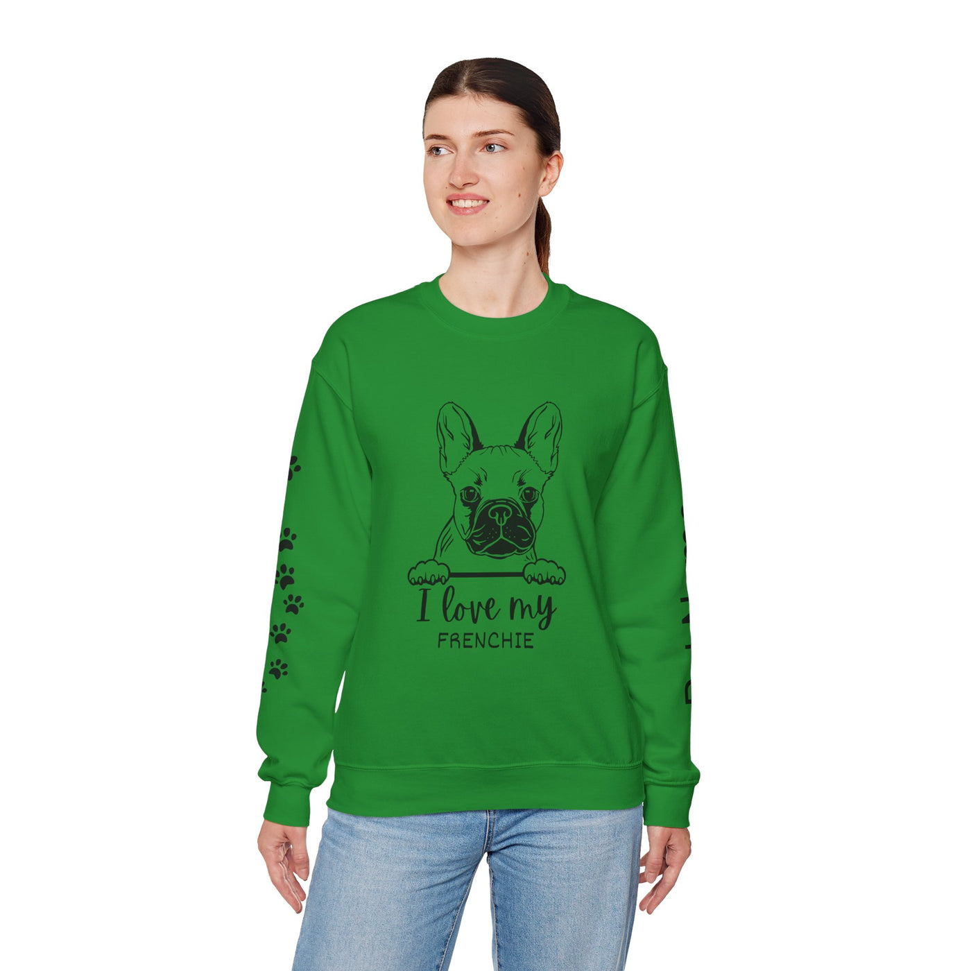 Frenchie Dog Lover Sweatshirt, Pet's Name Personalized Gift Idea, Frenchie Dog Owner Apparel, Custom Dog Paw Print Jumper, Comfy Crewneck