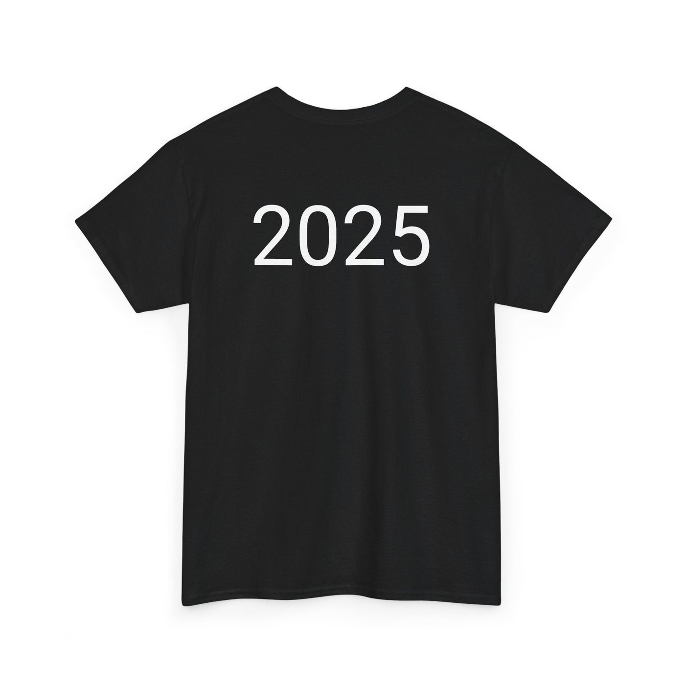 Black Astronaut Space Vibes Tee with "2025" printed on the back, perfect for space enthusiasts seeking a relaxed, cosmic style.